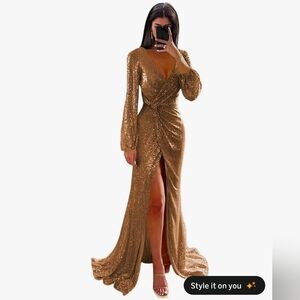 Long Sleeve Sequin Dress